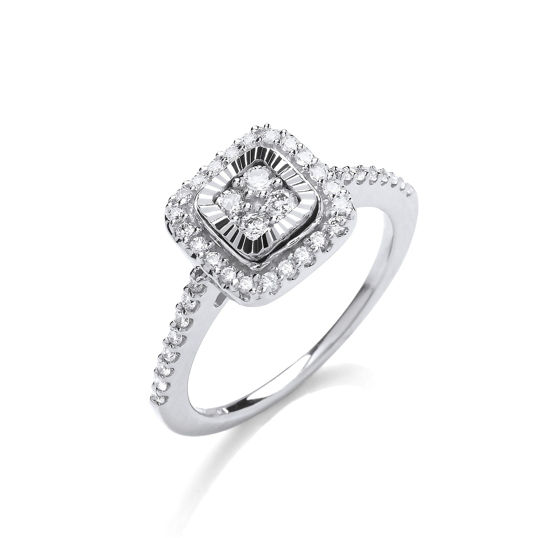 0.25ct Round Diamond Cluster Halo Ring in White Gold - 0.25 Carat / 950 Platinum