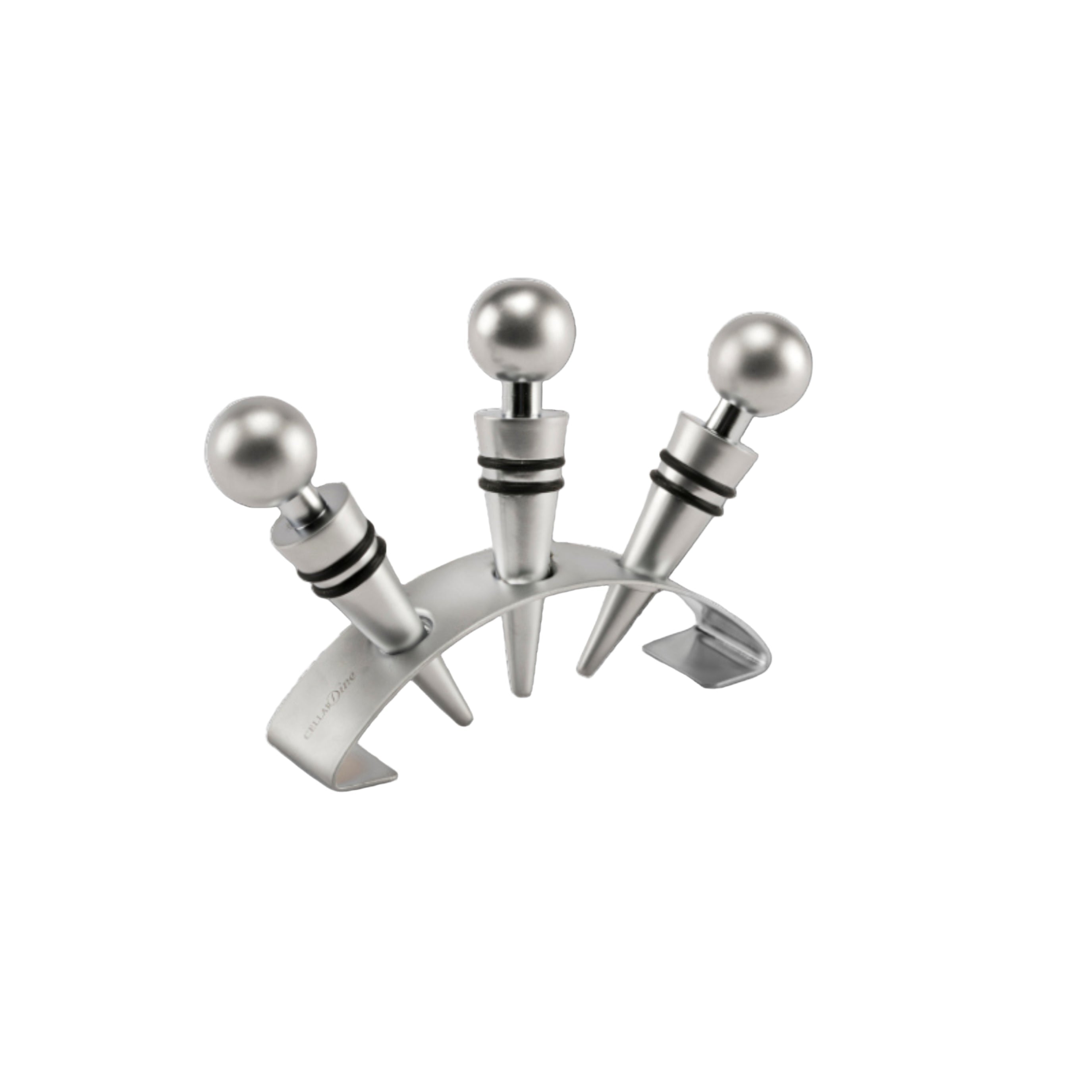 CellarDine Three Piece Wine Stopper Set with Stand