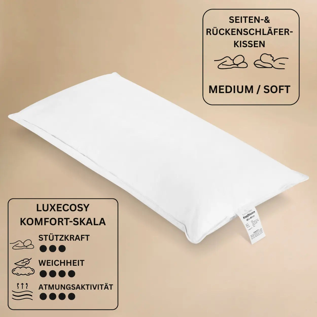 Cosy PrimaloftBio® Mikrofaser Kissen - 40 x 80 cm