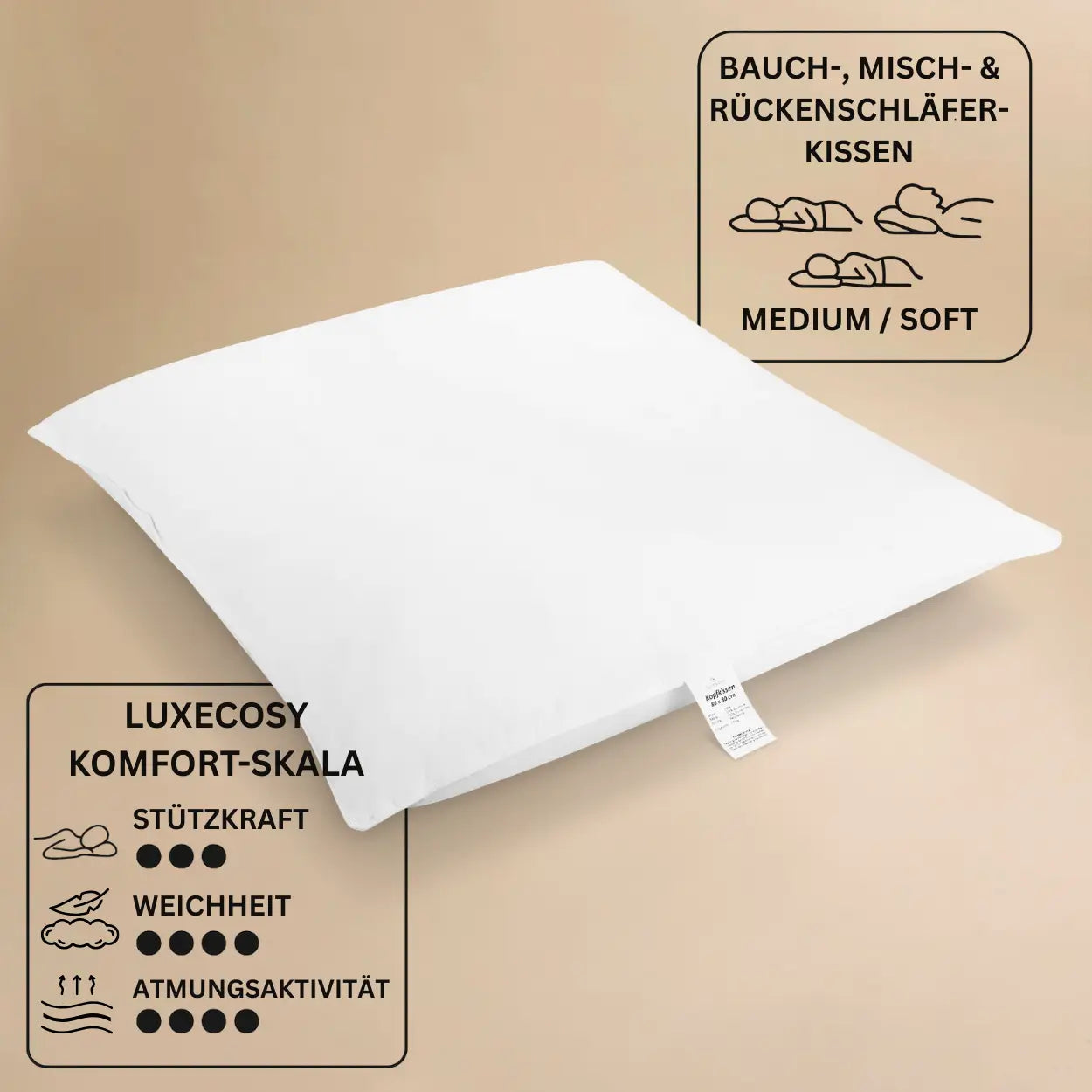 Cosy PrimaloftBio® Mikrofaser Kissen - 80 x 80 cm
