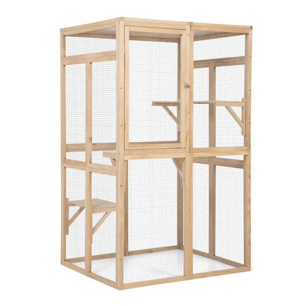Coziwow 39L Wooden Outdoor Cat Catio - Beige