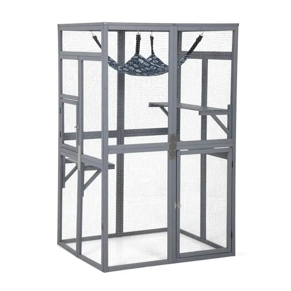 Coziwow 39L Wooden Outdoor Cat Catio - Gray