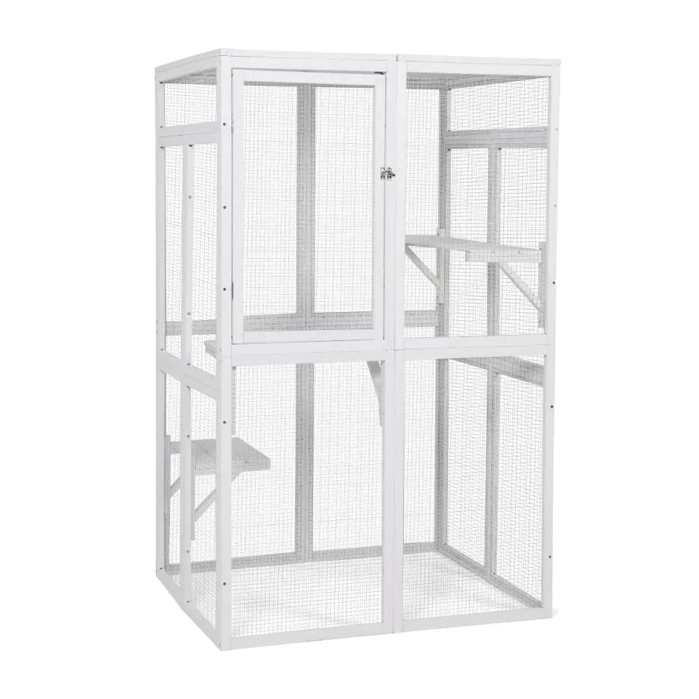 Coziwow 39L Wooden Outdoor Cat Catio - White