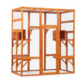 Coziwow 62L Walk-In Wooden Cat Enclosure - Orange / Standard