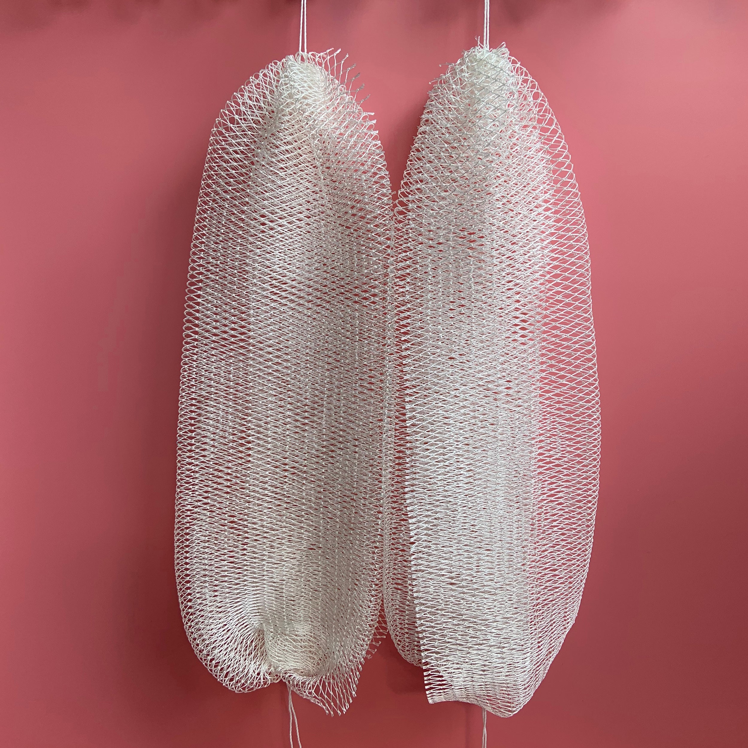2 PCS Authentic African Exfoliating Net Bath Sponge - 2 PCS Cream White