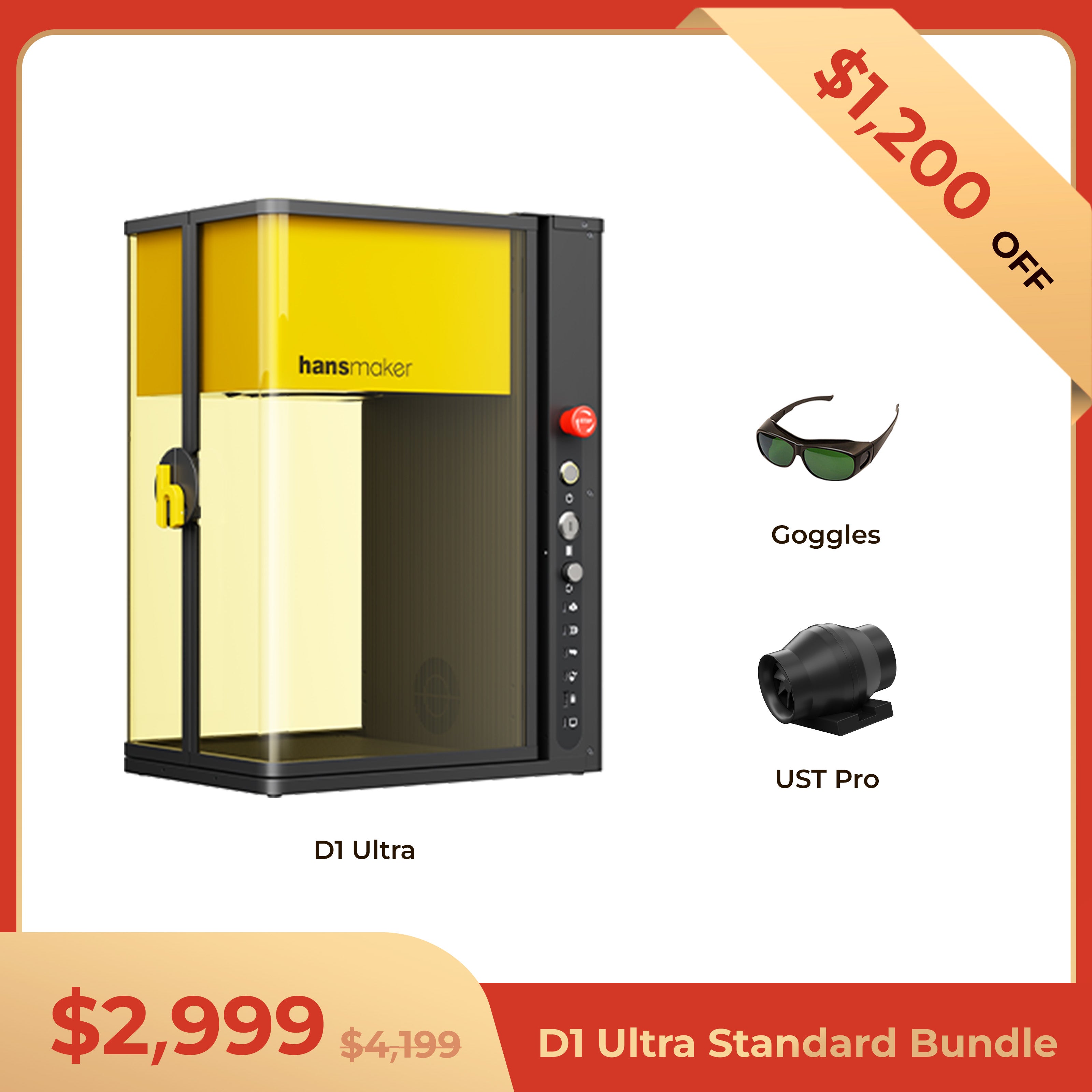 hansmaker D1 Ultra Dual Laser Engraver - D1 Ultra Standard Bundle