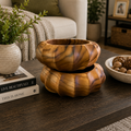 Fluted Round Teak Wood Bowl