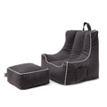 Kids Bean Bag Armchair with Footstool Indoor Beanbag Chair Gaming Kids Pouffes - Verona Grey