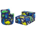 Kids Bean Bag Armchair and Folding Z Bed Printed Toddler Beanbag Chair and Guest Mattress - Dino Dark
