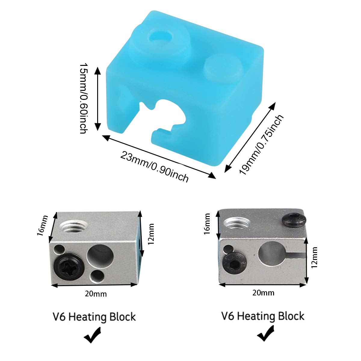 Heating Block Silicone Socks - for E3D V6 Heating Block / 30pcs