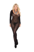 Long Sleeve Bodystocking - BLACK / Q/S