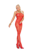 Rose Lace Bodystocking - RED / Q/S