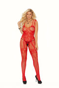 Fishnet & Lace Bodystocking - RED / Q/S