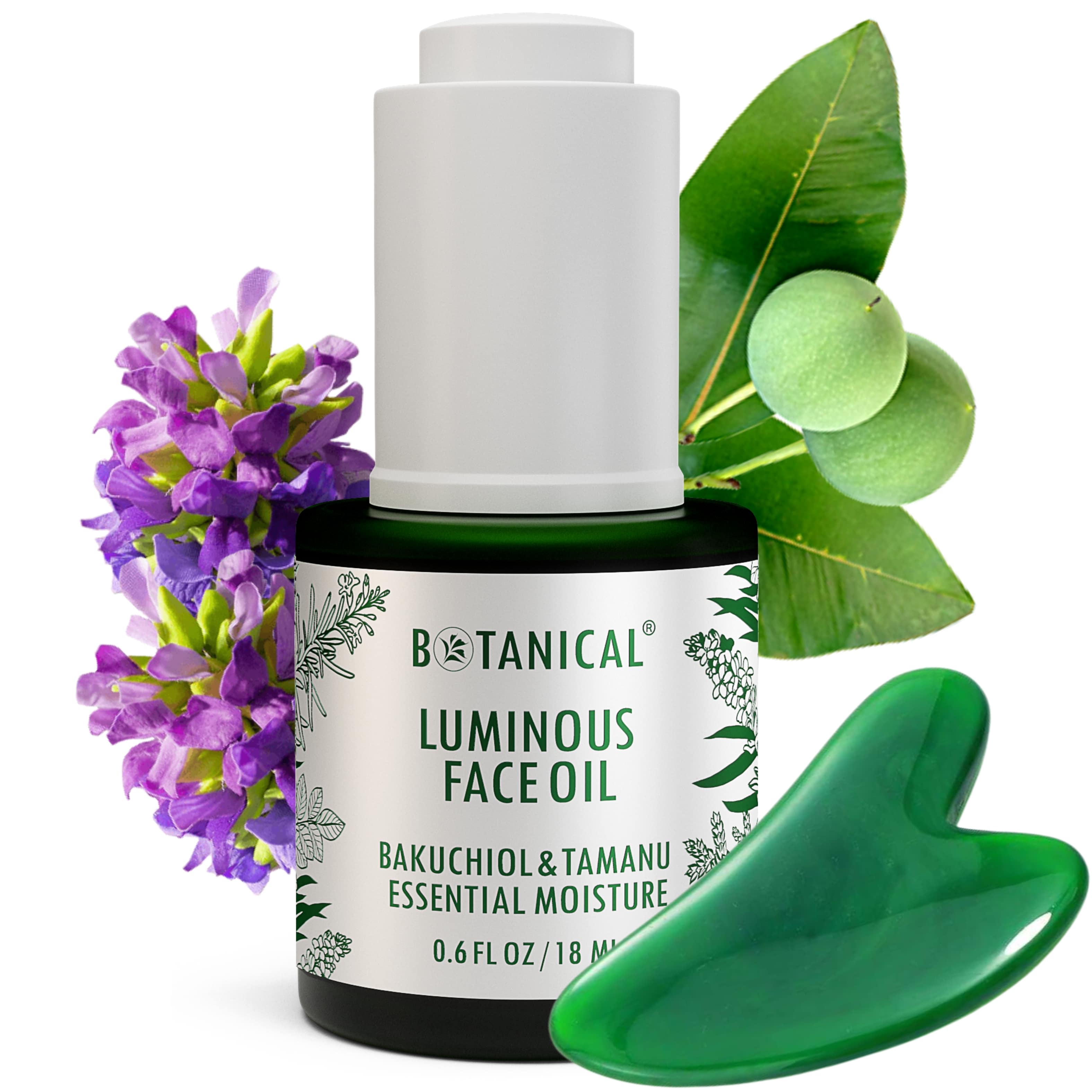 Bakuchiol & Tamanu Face Oil Serum | Natural Retinol Alternative | Vitamin C & Astaxanthin | Gua-Sha Tool Included | Essential - Full Size (0.6 Fl Oz)
