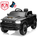 iYofe Ram Ride on Car Toys, 12V RAM 1500 Battery Powered Ride on Toy Truck with Remote Control, Electric Car for Kids Girls 3-5 w/ Bluetooth, - Black