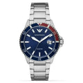 Emporio Armani AR11339 Diver Men's Watch – 42mm Blue Dial Pepsi Bezel Stainless Steel Bracelet