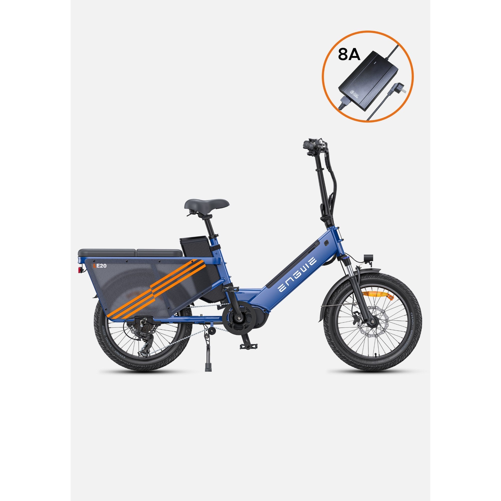 ENGWE LE20 Electric Bike 250W Mid-drive Torque Sensor Step-Thru Cargo Ebike - Blue / Single Battery