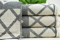 Esma Hammam Towel, Cream and Charcoal