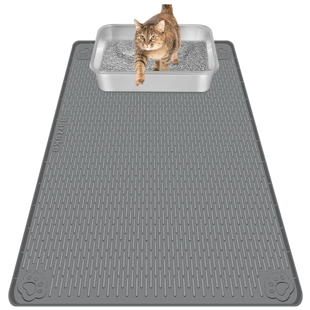 Dark Gray Silicone Stripe Cat Litter Mat - 40"x28"