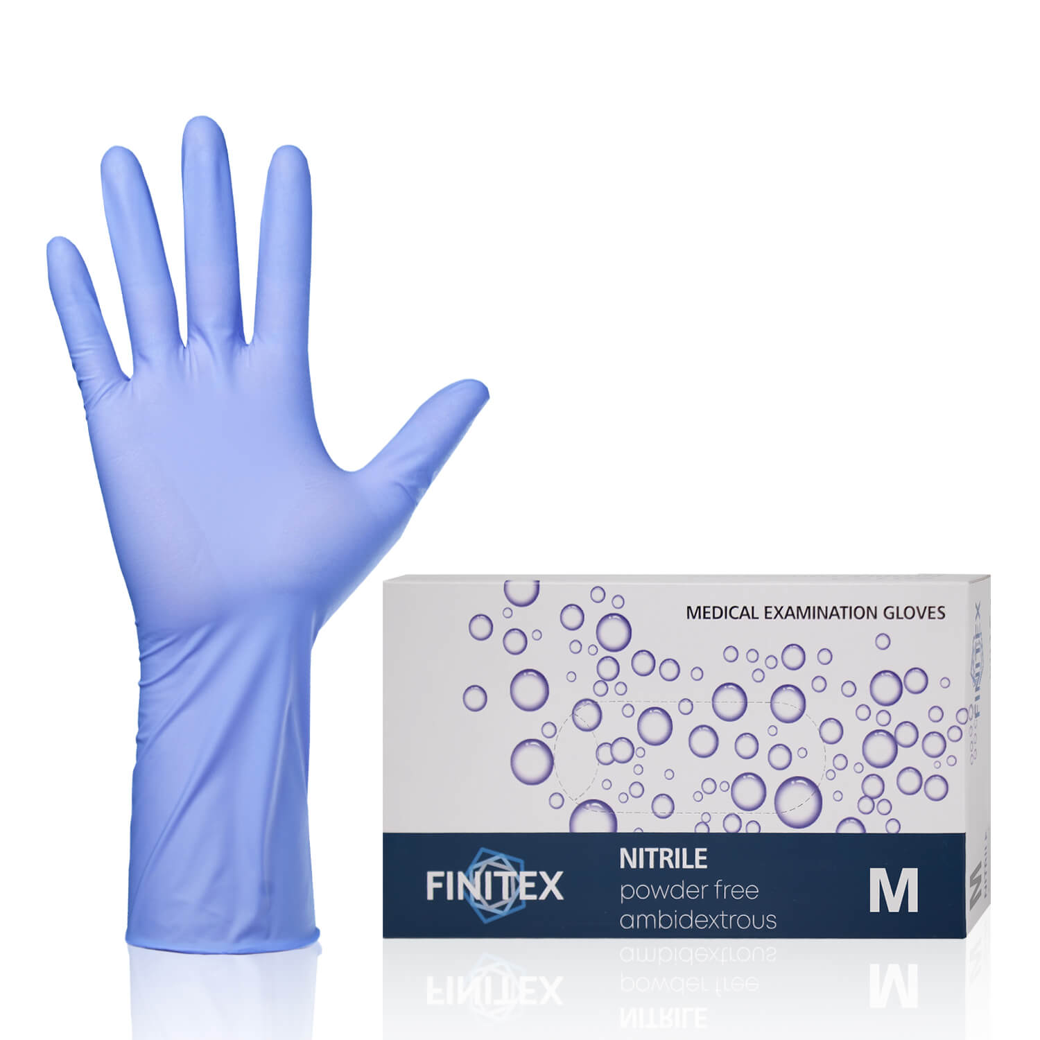 FINITEX Ice Blue Nitrile Exam Gloves 3.2 Mil -100, 300 & 1000pcs - S (2.7-3.5 inch) / 100pcs
