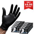 FINITEX Black Nitrile Gloves 6 Mil Exam Grade - 100, 300 & 1000pcs - M (3.3-4.1 inch) / 1 Case (1000pcs)