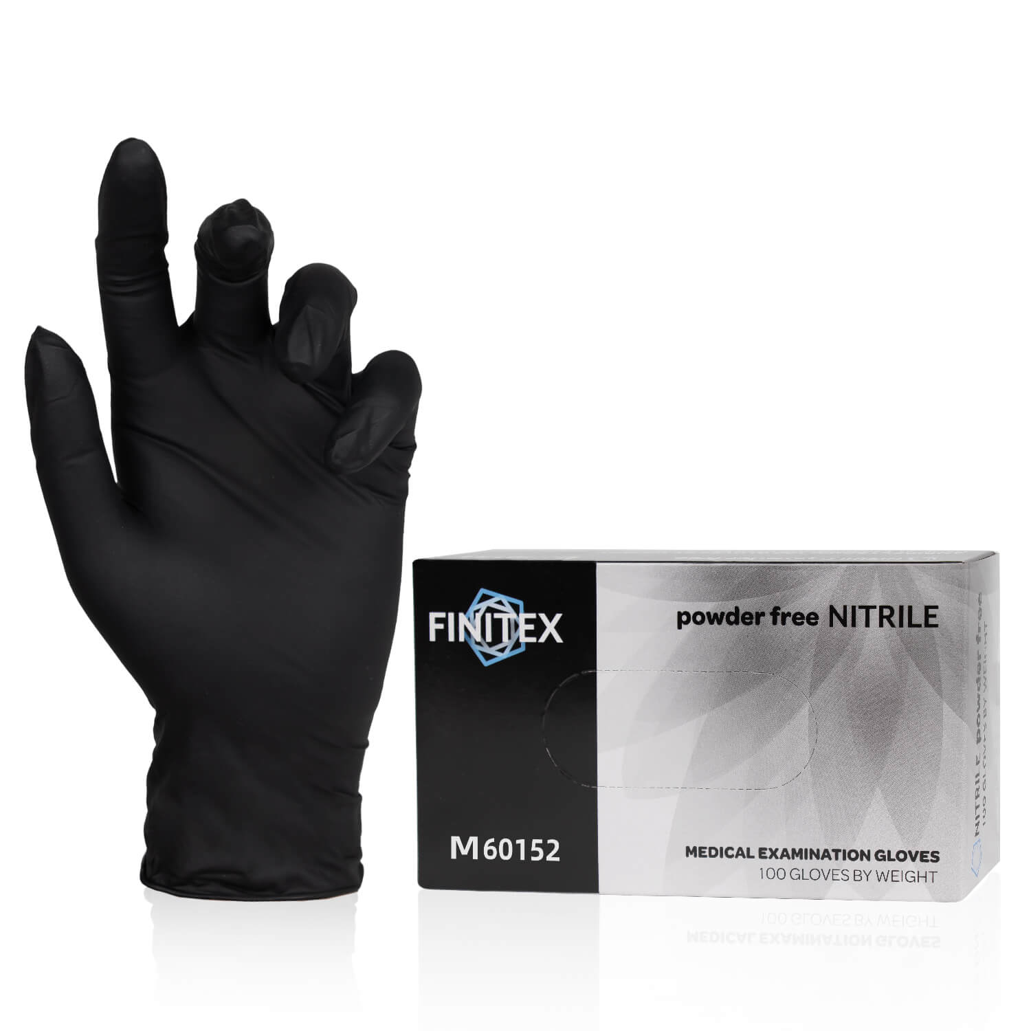 Target-FINITEX Black Nitrile Gloves 3.2 Mil – 100, 300 & 1000pcs, Exam Grade - M (3.3-4.1 inch) / 100pcs