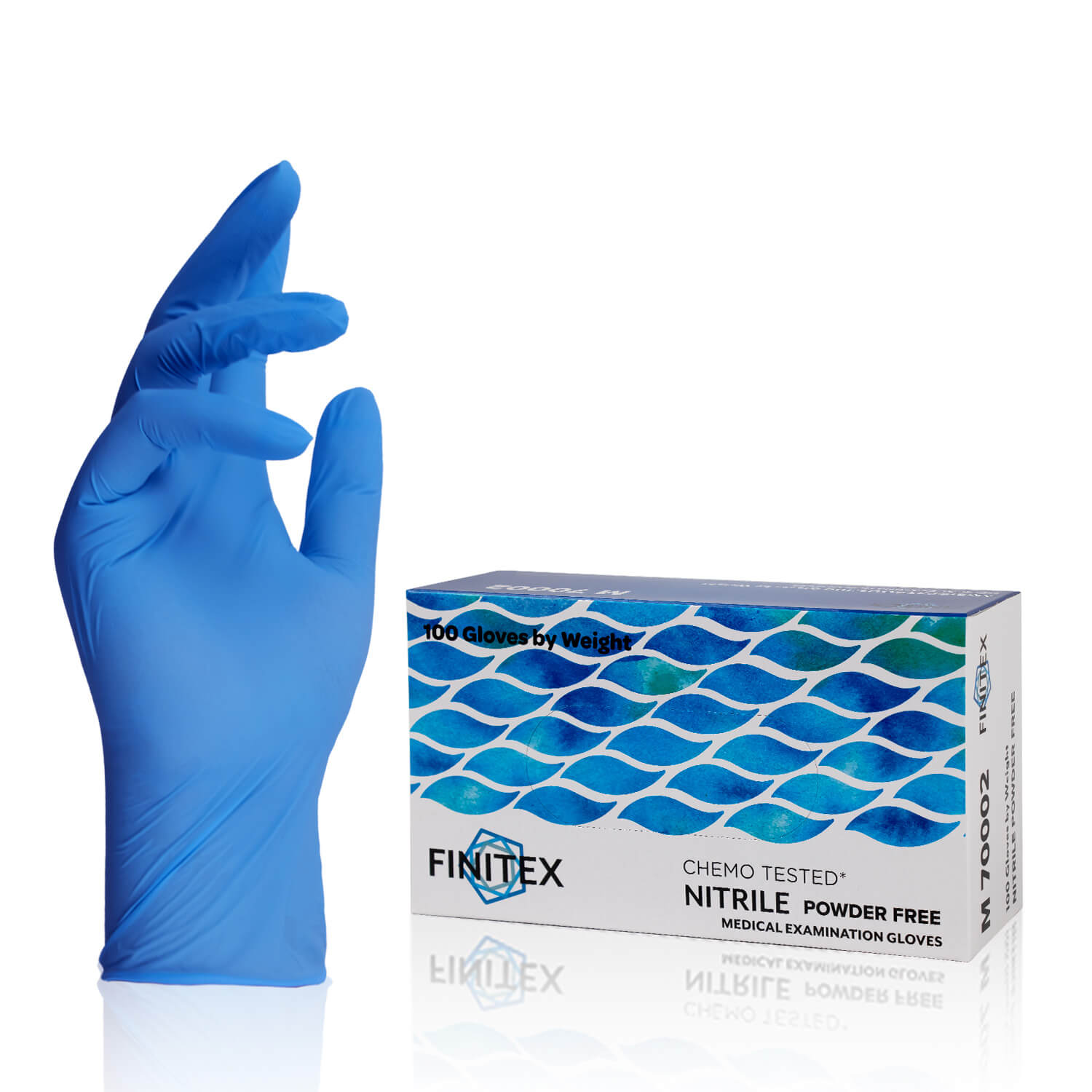 FINITEX Blue Nitrile Gloves 4 Mil Exam Grade - 100, 300 & 1000pcs - S (2.7-3.5 inch) / Box of 100pcs