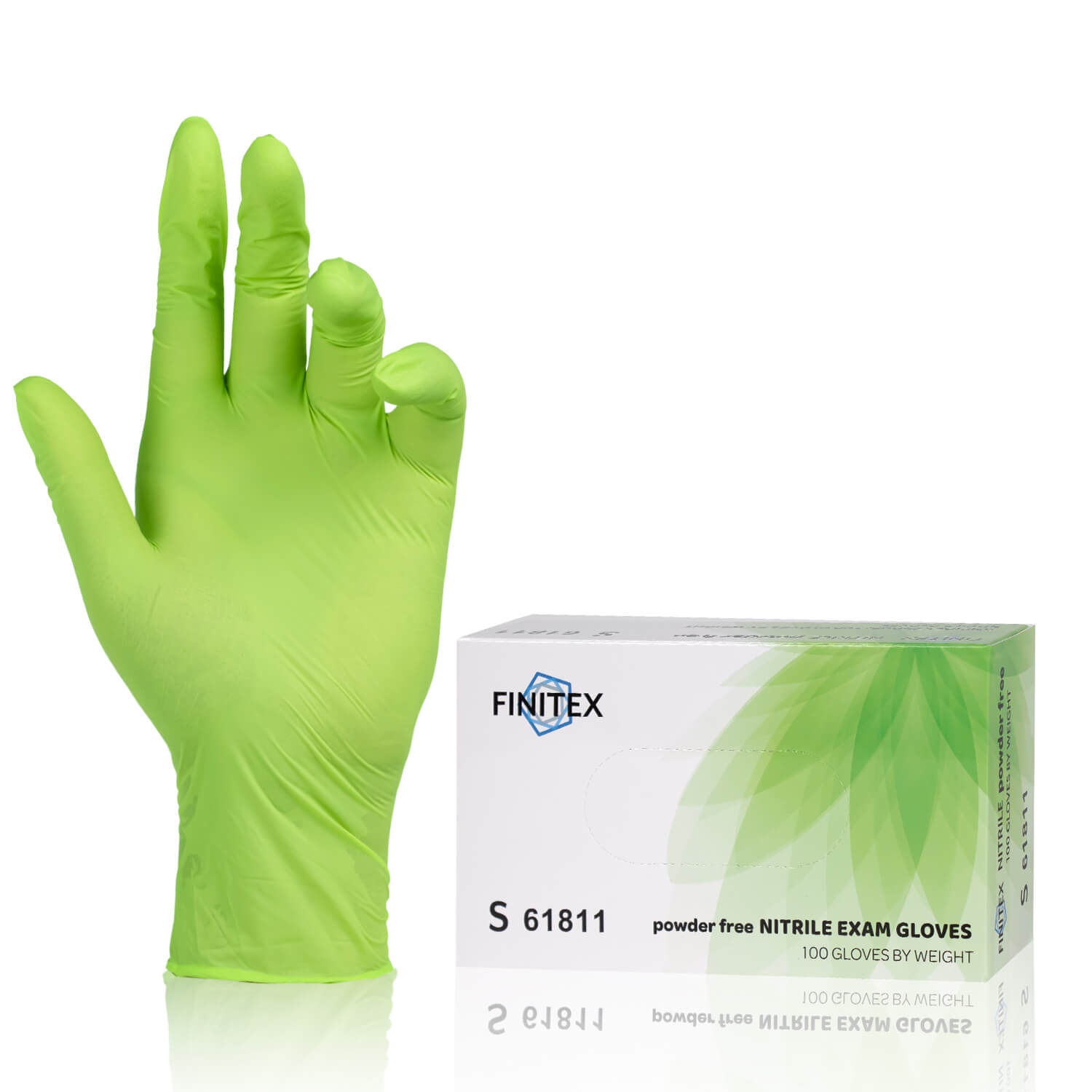 Target-FINITEX Green Nitrile Gloves 3.2 Mil Exam Grade - 100, 300 & 1000pcs - XL (4.3-5.1 inch) / Box of 100pcs