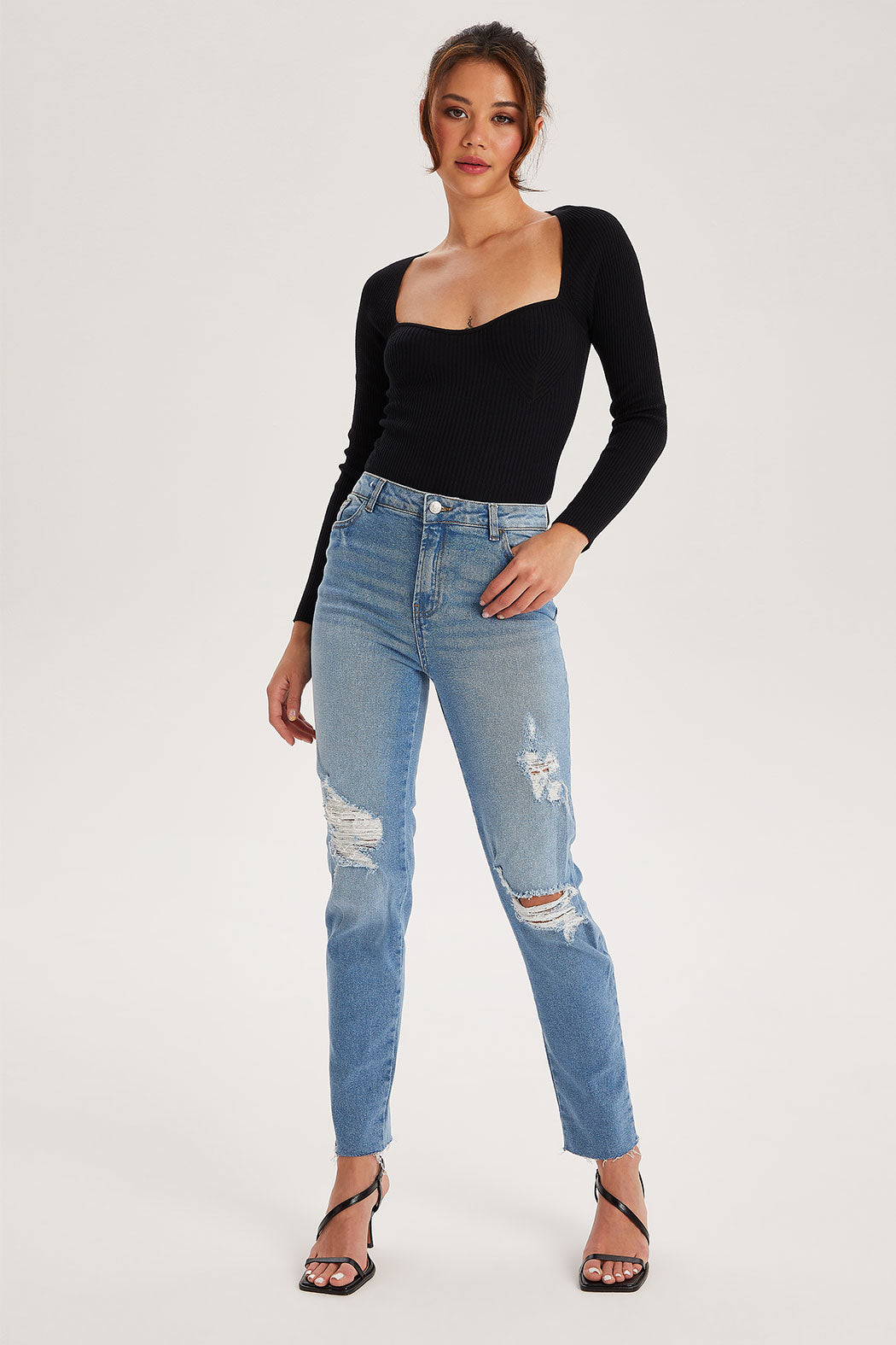 Fox Blue High Rise Slim Ripped Jean - 16