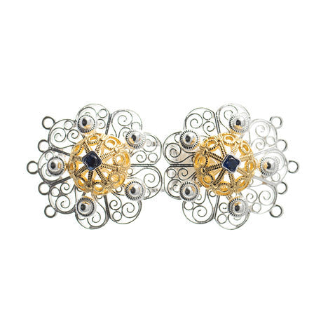 Schließe für Kropfkette 925 Silber Trachtenschmuck blau