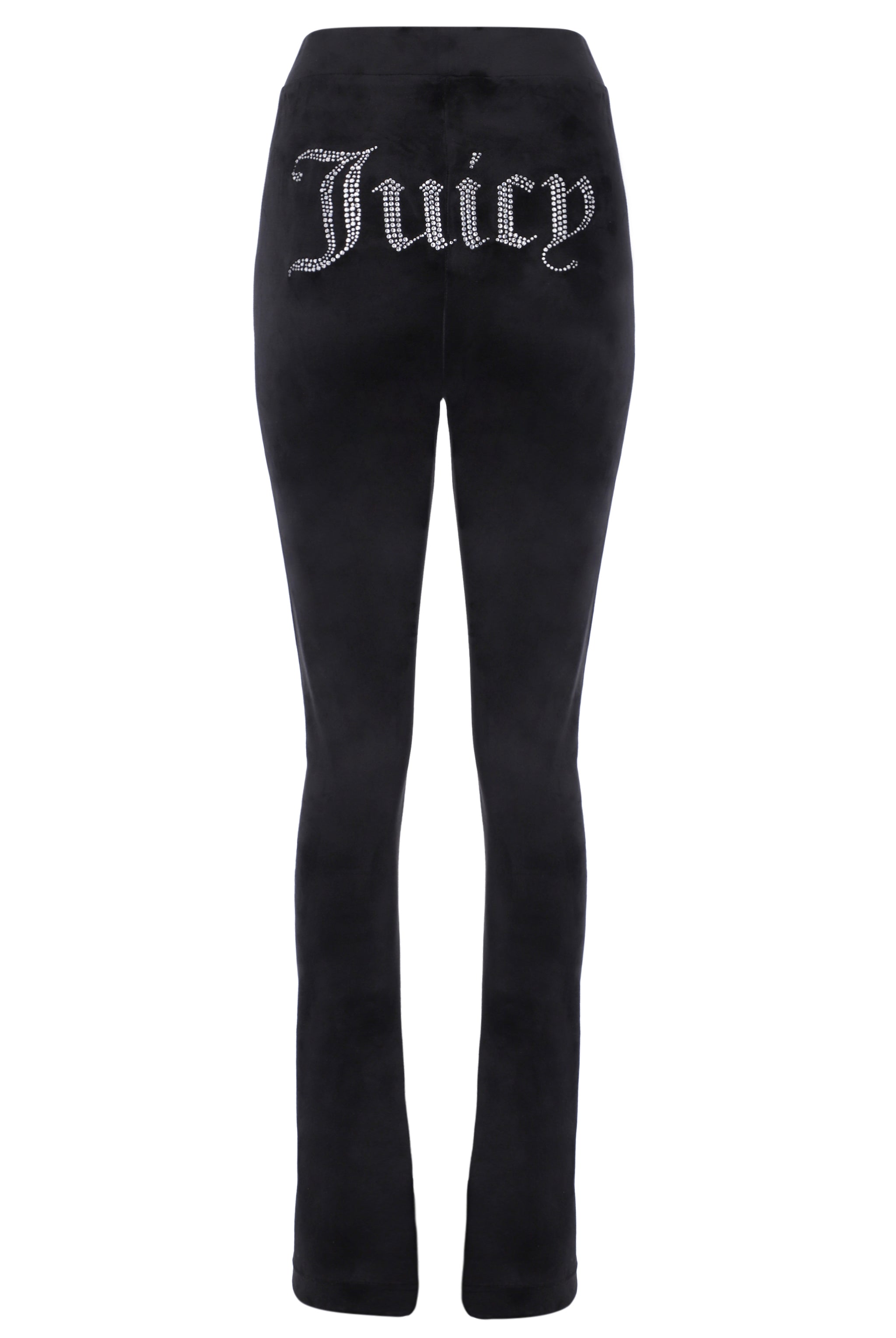 BLACK VELOUR DIAMANTÉ FLARED PANTS - M / Black