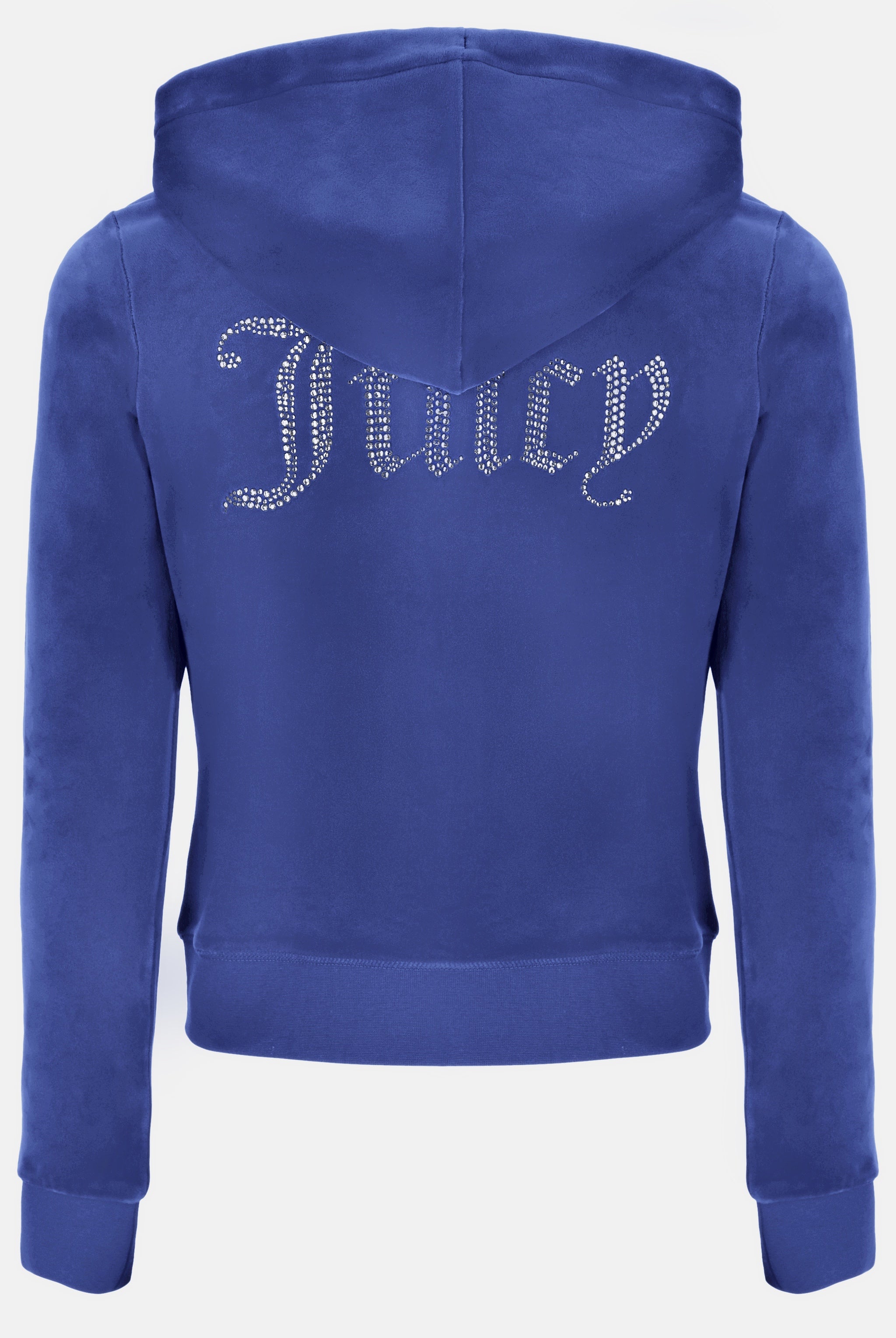 GREY BLUE CLASSIC VELOUR DIAMANTÉ ROBERTSON HOODIE - XXL / Blue