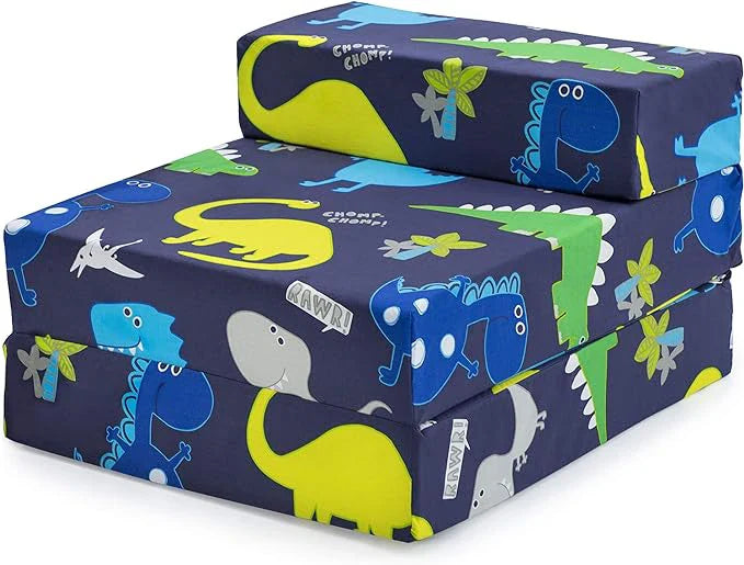 Kids Z Bed Kids Foldable Sofa Bed Guest Mattress Printed Chair Bed - Dino Dark