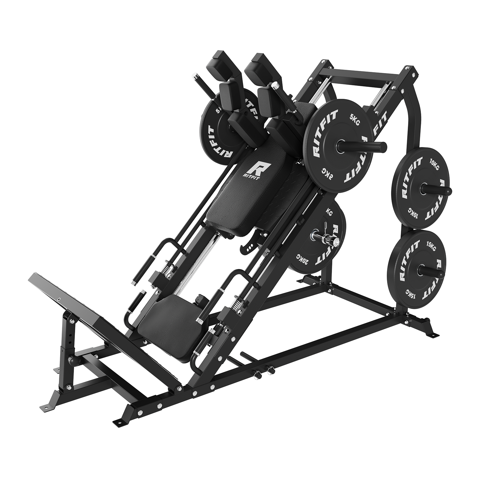 RitFit Gazelle 3-in-1 Beinpresse & Hackenschmidt Maschine Bundle - Schwarz / 100-KG-Scheiben