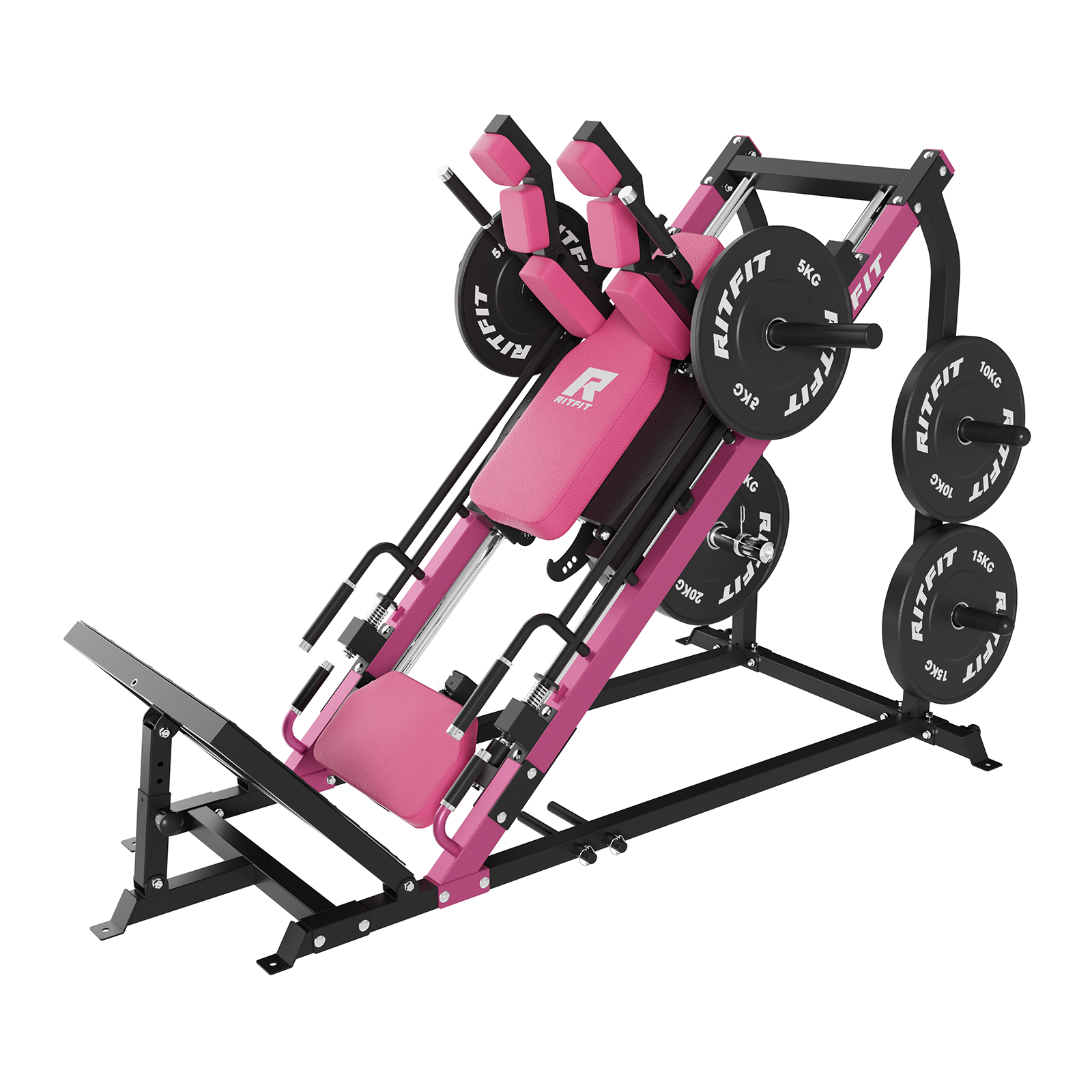 RitFit Gazelle 3-in-1 Beinpresse & Hackenschmidt Maschine Bundle - Rosa / 100-KG-Scheiben