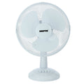 12" White Electric Table Fan With 3-Speed and Oscillation
