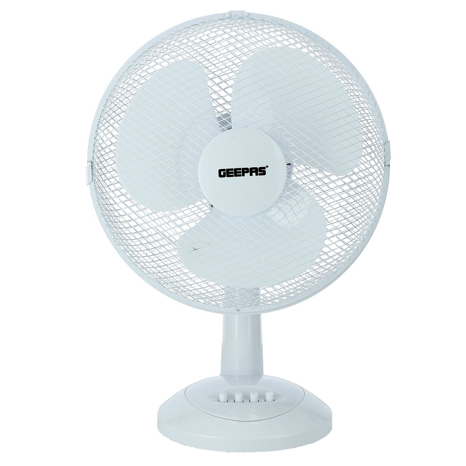 12" White Electric Table Fan With 3-Speed and Oscillation