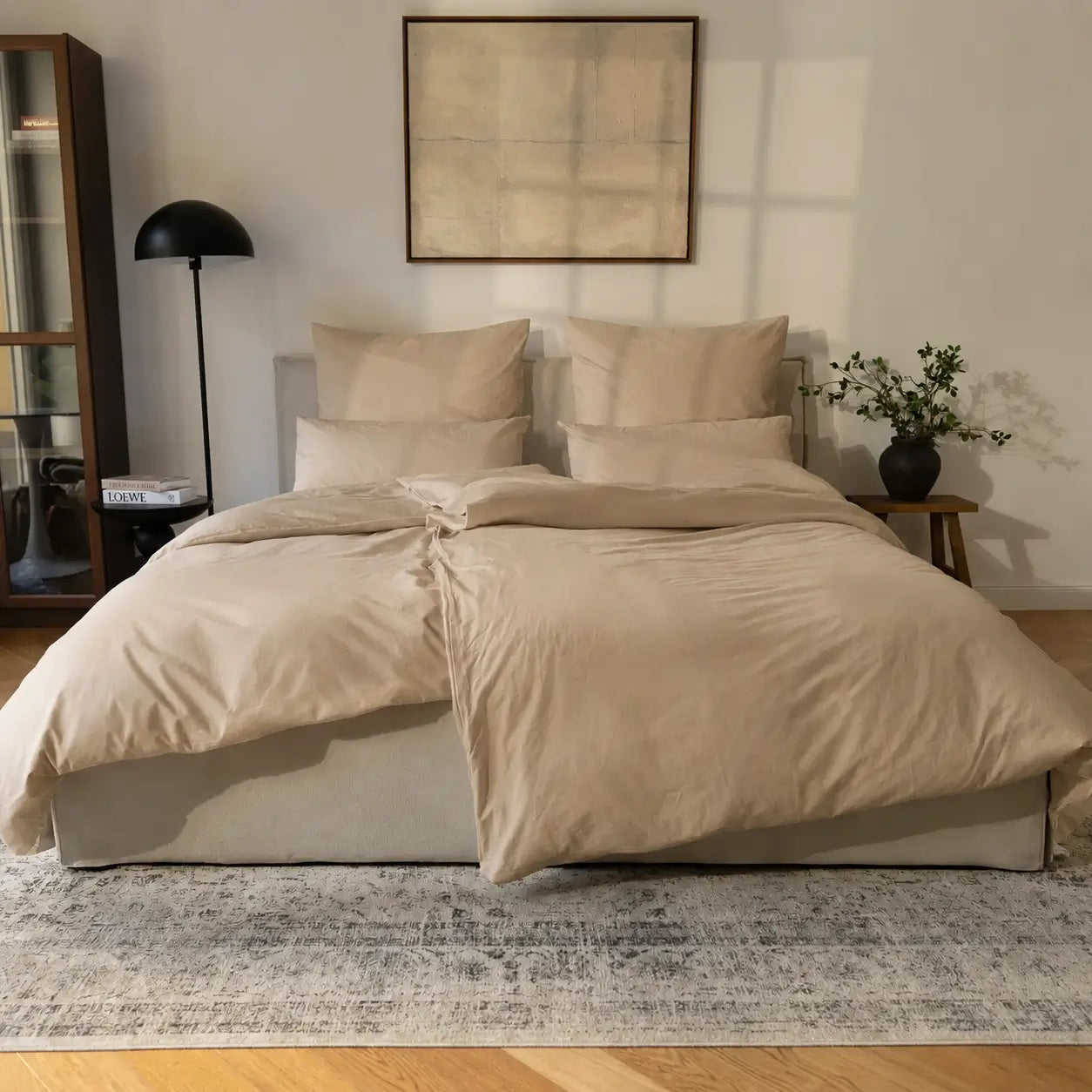 GOTS Renforcé Bettwäsche Set - 155 x 220 + 80x80 cm / Beige
