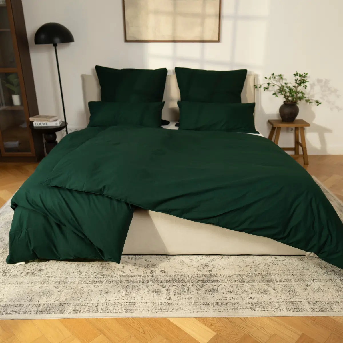 GOTS Renforcé Bettwäsche Set - 135 x 200 + 80x80 cm / Grün