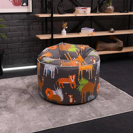 Indoor Round Bean Bag Chair Kids Playing Beanbag Seat Printed Pouffes