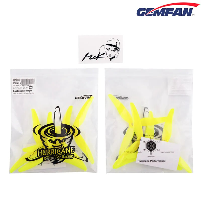 Gemfan Hurricane 51466 Propeller (Set of 8) - Yellow