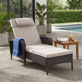Outdoor Wicker Chaise Lounge – 5-Position, 500 LB Capacity, NTC Series - Brown Wicker / Beige Cushion