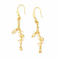 Gold Vermeil Leaves Pearls Drop Earrings