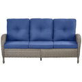 Outdoor Wicker Sofa, NDS Series - Gr3y Wicker / Blue Cushion