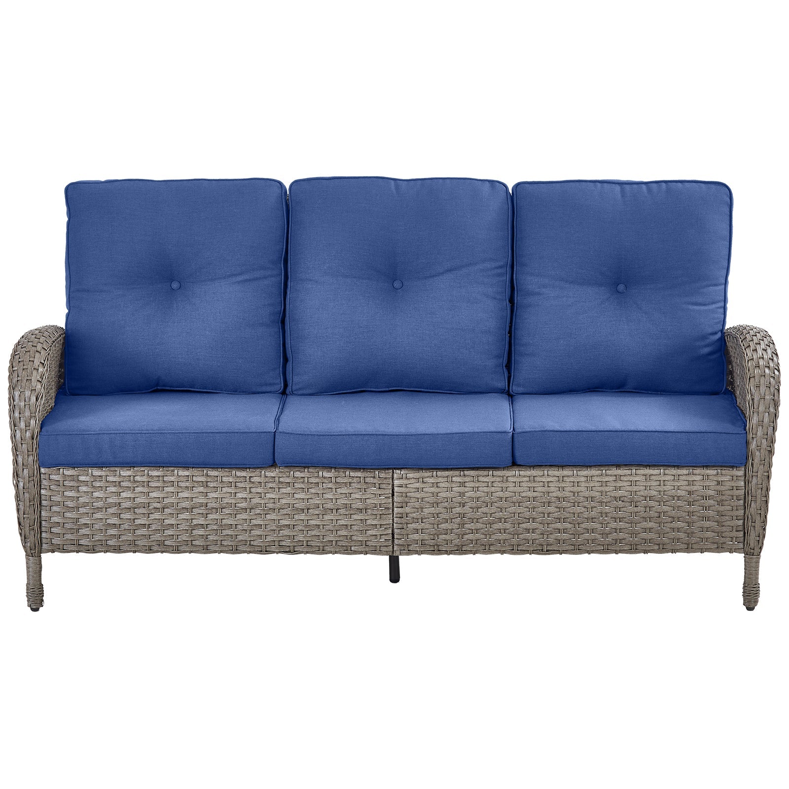 Outdoor Wicker Sofa, NDS Series - Gr3y Wicker / Blue Cushion
