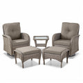 Swivel Glider Chairs Set with Side Table and Ottoman, NDS Series - Grey Wicker / Grey Cushion