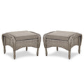Outdoor Wicker Ottoman, NDS Series - Grey Wicker / Grey Cushion