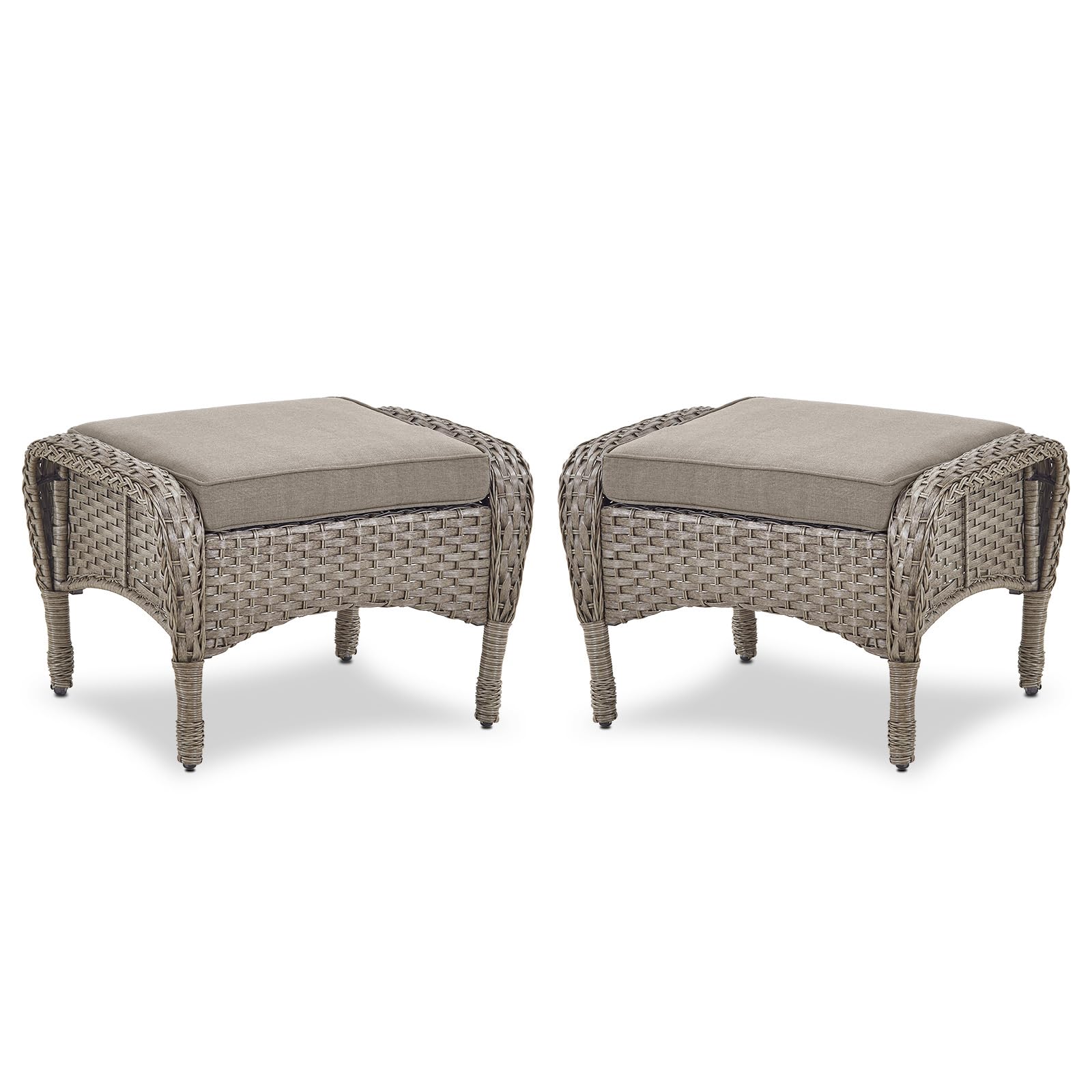 Outdoor Wicker Ottoman, NDS Series - Grey Wicker / Grey Cushion