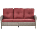 Outdoor Wicker Sofa, NDS Series - Gr3y Wicker / Red Cushion