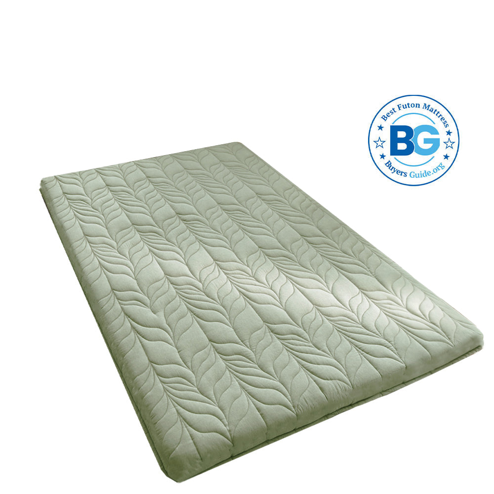Classic Floor Mattress - Olive Green / TWIN: 75"L x 39"W / Wheat Pattern (4 IN)-removable cover